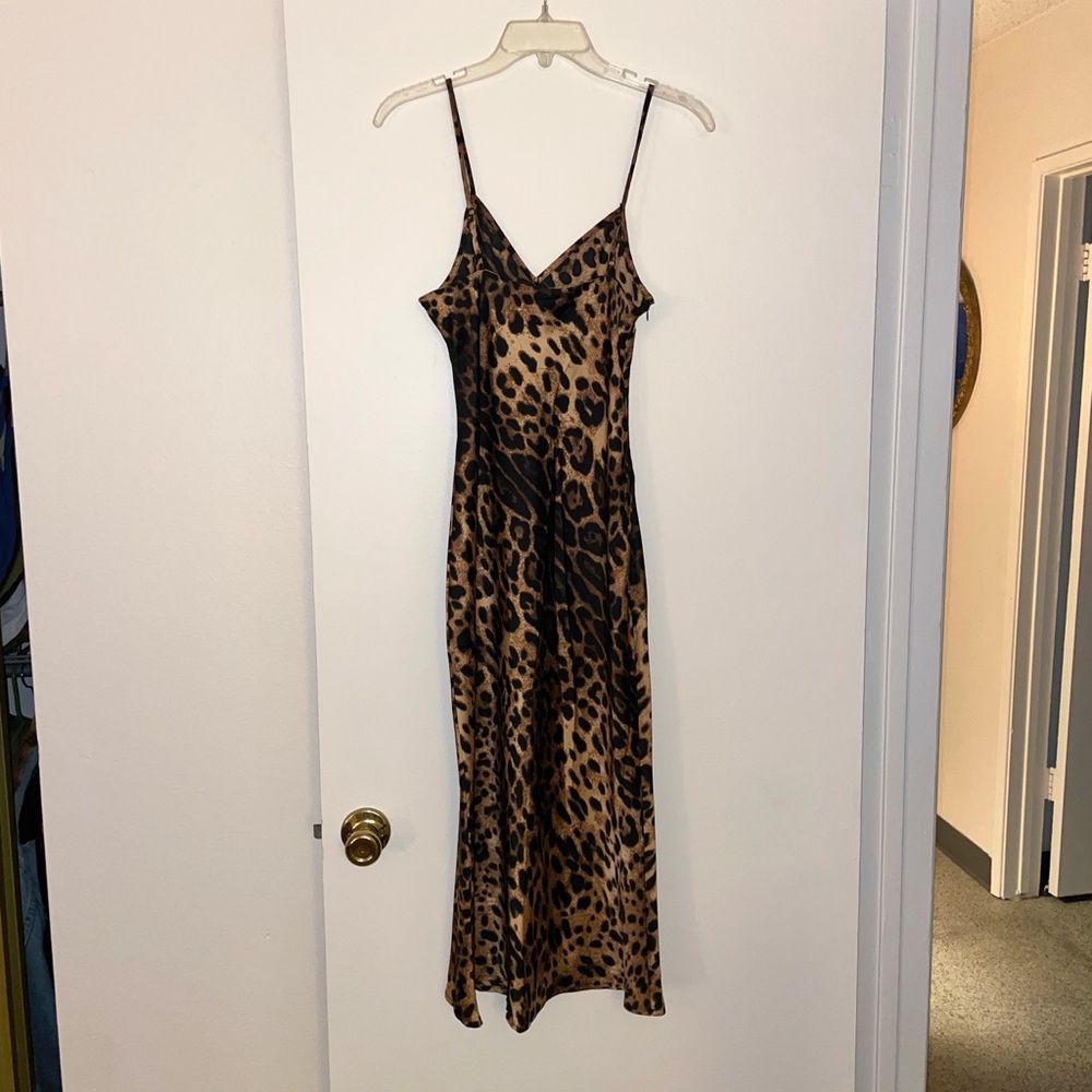Leopard print slip dress